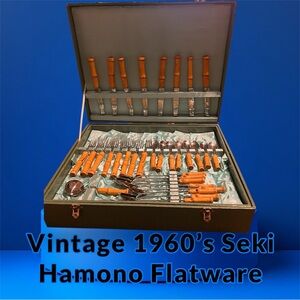 67 piece Vintage 1960s Seki Hamono bamboo Handle Flatware Set.